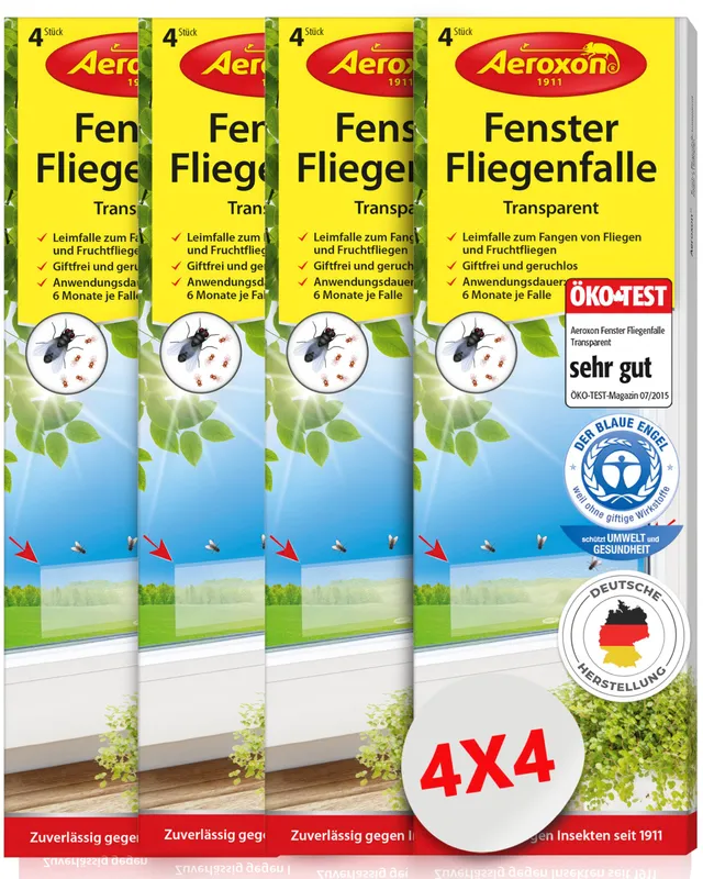 aeroxon-fenster-fliegenfalle-klebestreifen-transparent-16-st-ck-giftfrei image 1