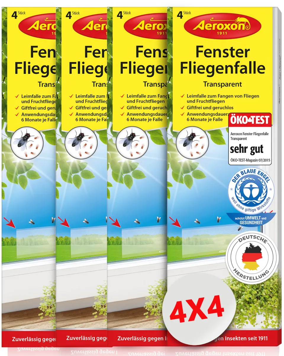 aeroxon-fenster-fliegenfalle-klebestreifen-transparent-16-st-ck-giftfrei image 1