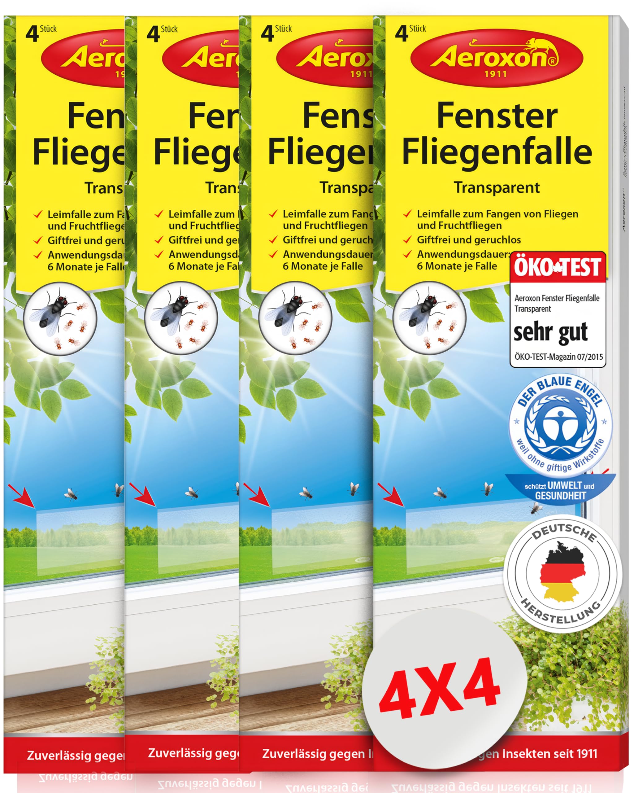 aeroxon-fenster-fliegenfalle-klebestreifen-transparent-16-st-ck-giftfrei image 1