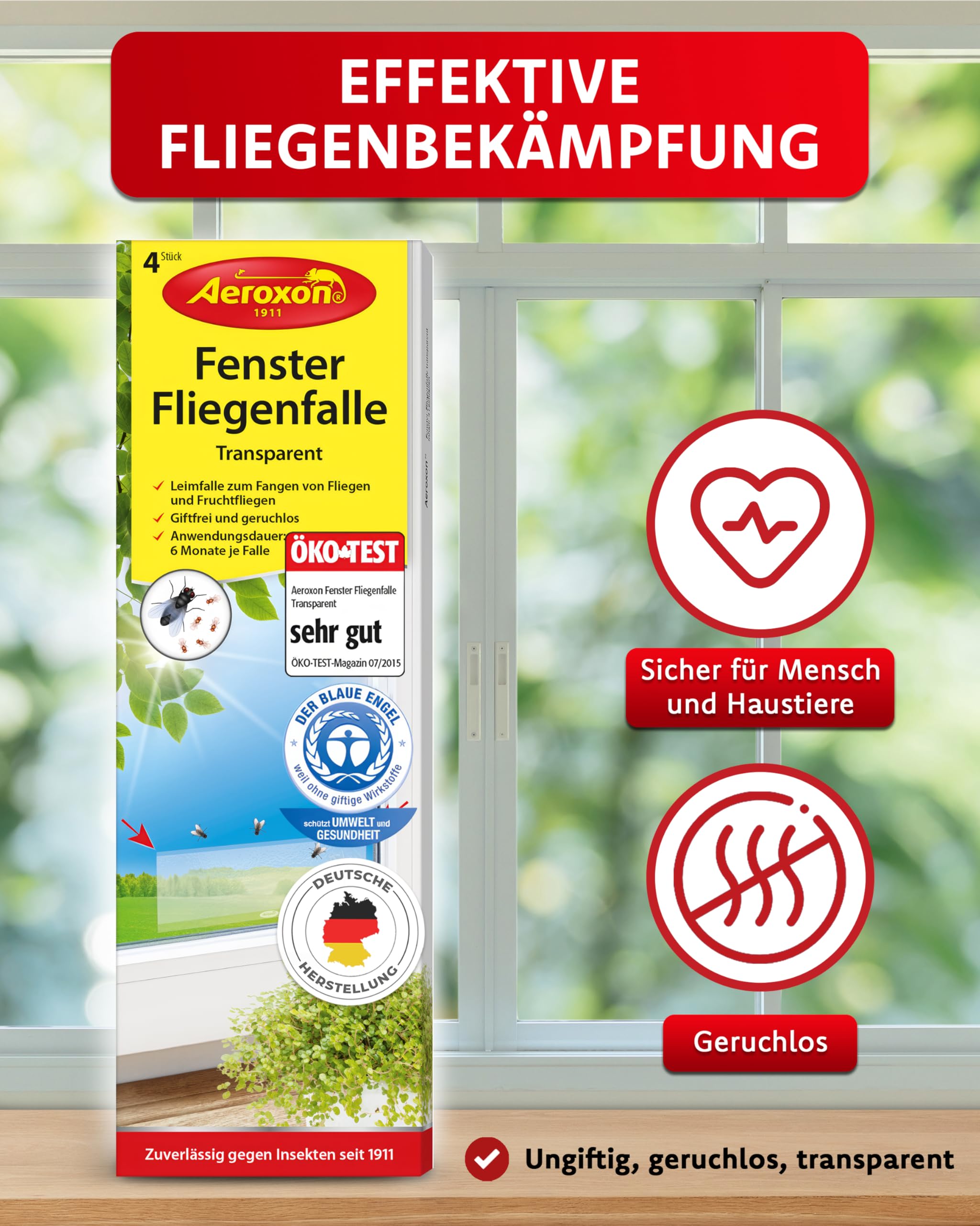 aeroxon-fenster-fliegenfalle-klebestreifen-transparent-16-st-ck-giftfrei image 2