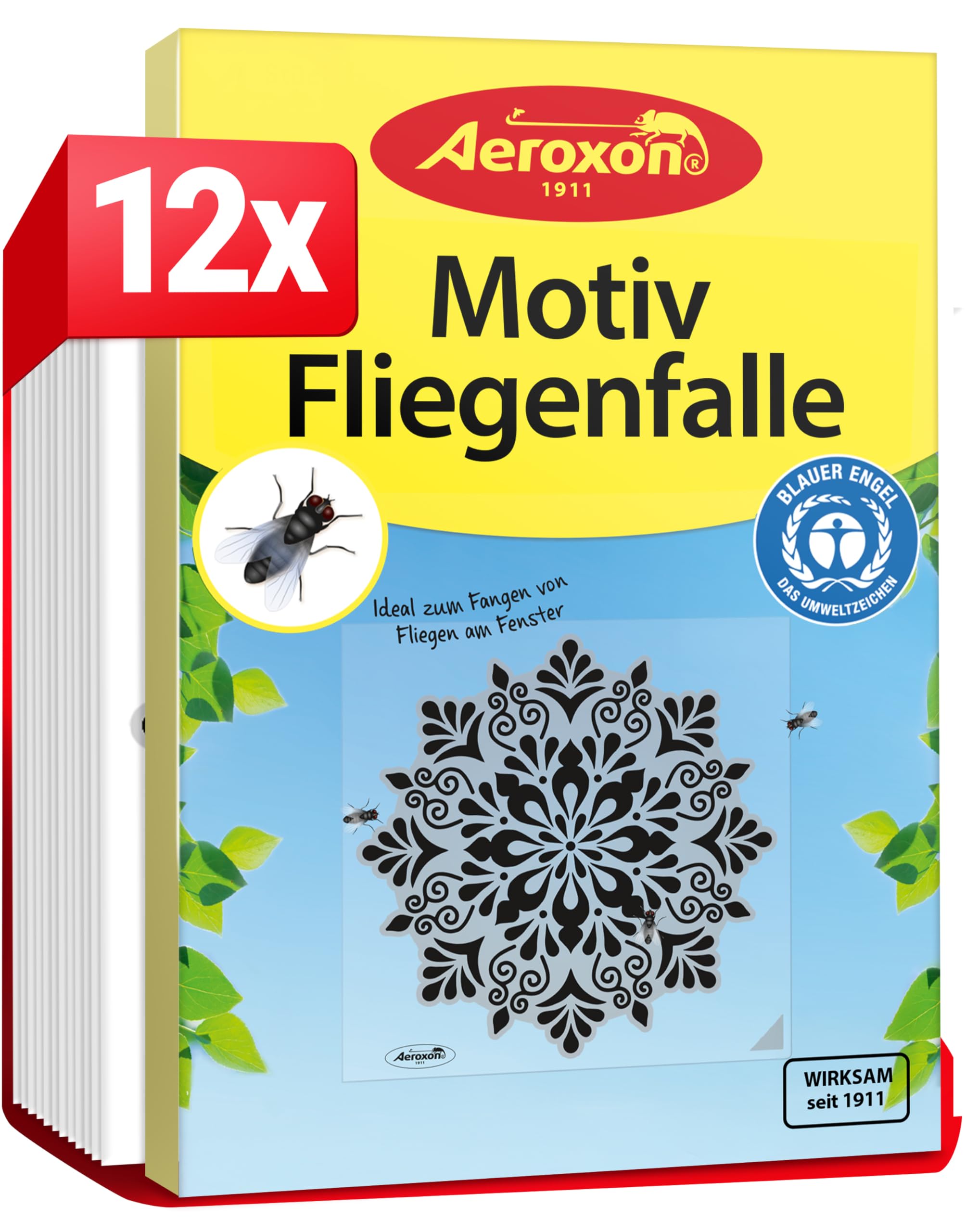 aeroxon-motiv-fliegenfalle-fenster-klebestreifen-mandala-12-st-ck image 1